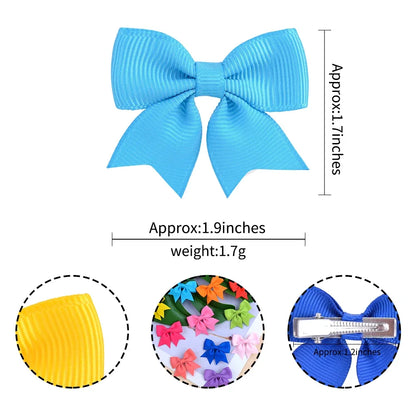 10Pcs/Set Solid Color Kids Bows Hair Clips for Baby Girls Handmade Ribbon Bowknot Hairpin Barrettes New Year Hair Accessories