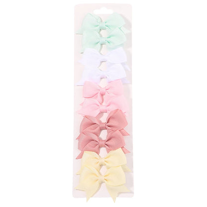 10Pcs/Set Solid Color Kids Bows Hair Clips for Baby Girls Handmade Ribbon Bowknot Hairpin Barrettes New Year Hair Accessories