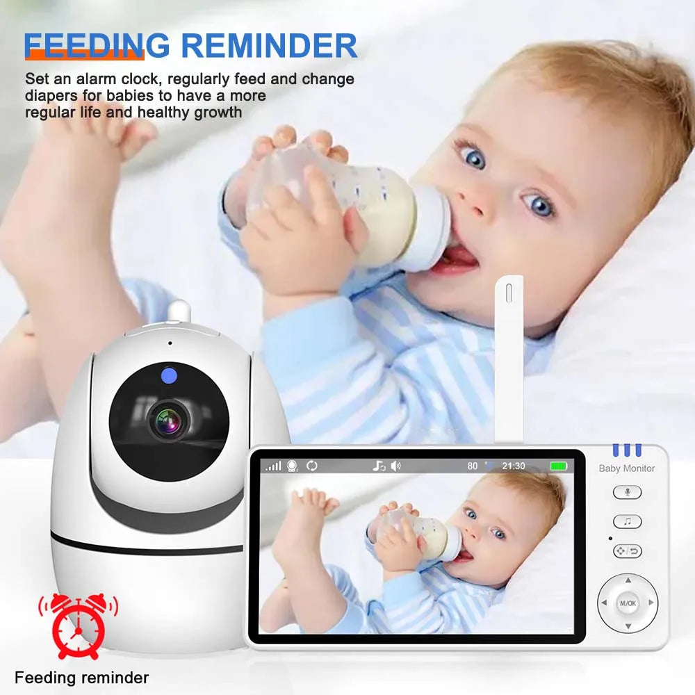 5 Inch Video Baby Monitor With Camera PTZ Zoom Babyphone Cam Security Protection Surveillance Cameras Temperature Sensor Lullaby