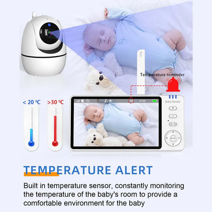 5 Inch Video Baby Monitor With Camera PTZ Zoom Babyphone Cam Security Protection Surveillance Cameras Temperature Sensor Lullaby