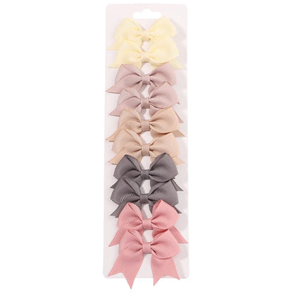 10Pcs/Set Solid Color Kids Bows Hair Clips for Baby Girls Handmade Ribbon Bowknot Hairpin Barrettes New Year Hair Accessories