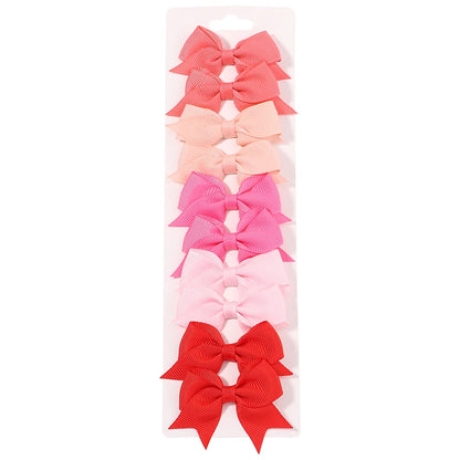 10Pcs/Set Solid Color Kids Bows Hair Clips for Baby Girls Handmade Ribbon Bowknot Hairpin Barrettes New Year Hair Accessories