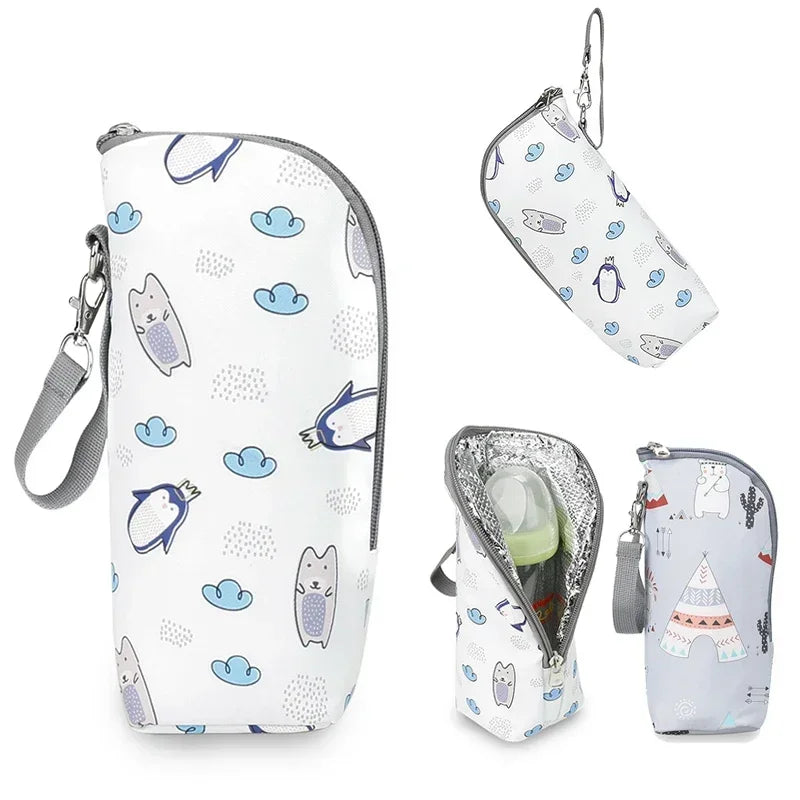 Baby Bottle Bag Bottle Warmer Baby Feeding Aluminum Mold Insulation Outing Stroller Hanging Bag For Storage Cups Drinks